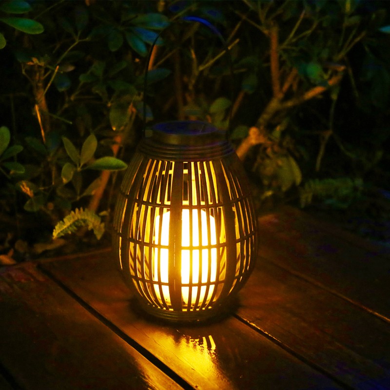 Solar Garden Lantern LED Outdoor Solar Lantern Waterproof Decorative Rattan