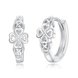 PARYFO Celtic Knot Earrings Sterling Silver Small Heart Hoop Earrings Lucky Charm Earrings Irish Jewellery Gifts for Women, Sterling Silver, None