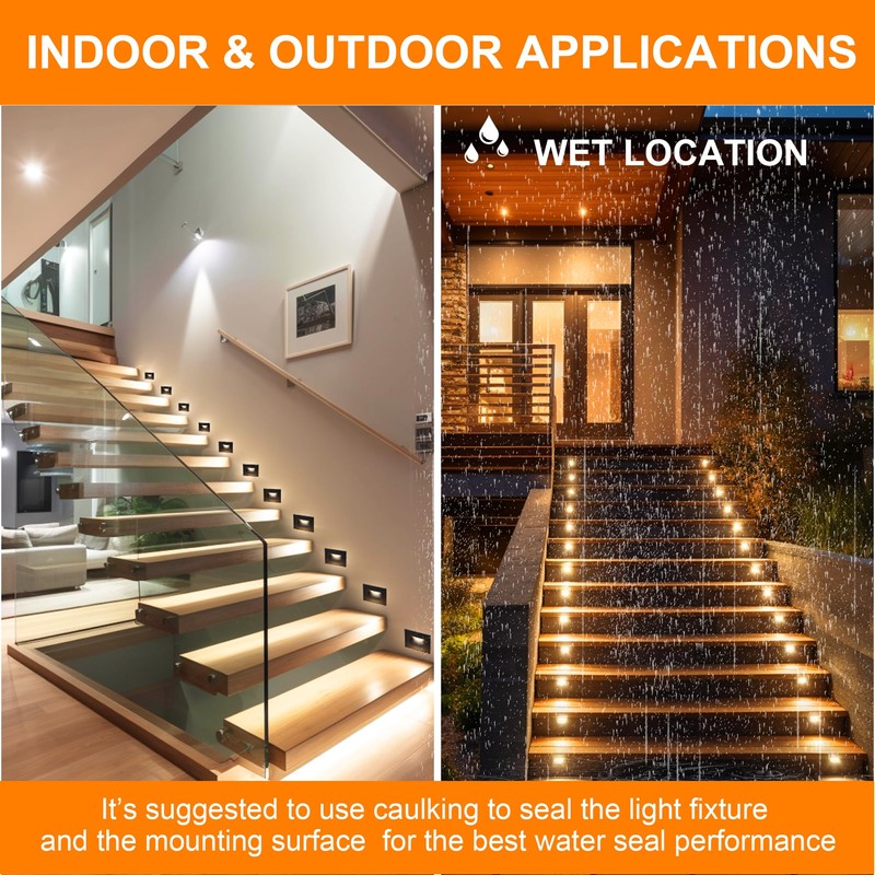 CLOUDY BAY 120V 5CCT Dimmable LED Indoor Outdoor Step Light,2700K/3000K/3500K/4000K/5000K,Stair