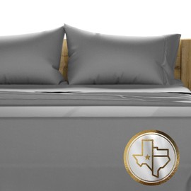 TEXAS LINEN CO. 100% Egyptian Cotton Sheets California King Size - 1500 Thread Count 4 PC Cal King Sheets Egyptian Cotton, Cooling Sateen Sheets, High Thread Count Sheets California King - Dark Grey