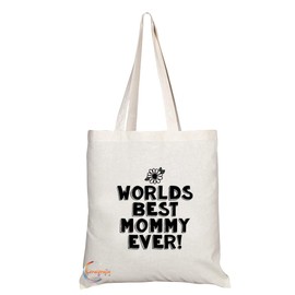 Coralgraph Inc TB798 Worlds Best Mommy Ever Mothers Day Novelty Present Gift Printed Eco-Friendly Stylish Long Handled Tote Shoulder Bag