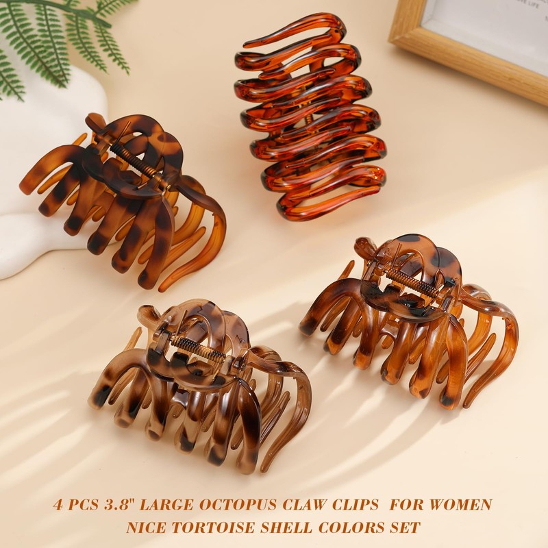 4PCS Octopus Hair Claw Clips for Thick Hair, 3.8" Large