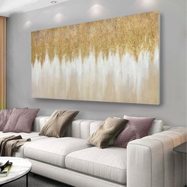 TRAIN2 ART Abstract Wall Art Gold Paintings Wall Decor 20" x 40" Minimalist Wall Art Large Artwork for Living Room Bedroom Kitchen Office