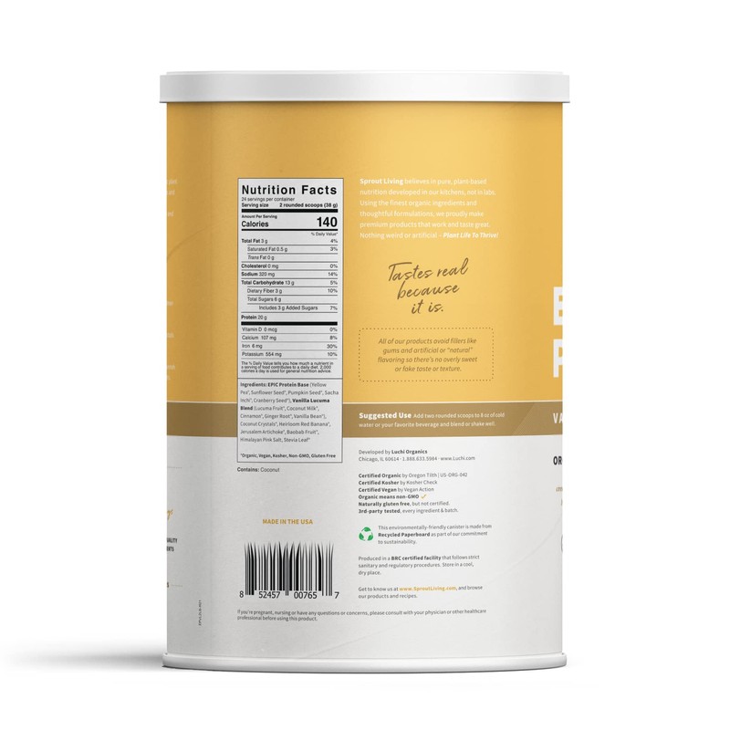 Sprout Living Sprout Living Epic Protein Vanilla Lucuma, 2 Pound,