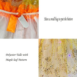 QLINLEAF Thanksgiving Women's LED Tutu Skirt Maple Dance Tutu Skirts Performance Costume Tutu for Women and Girls Orange