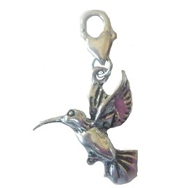 Unisex Tibetan Silver Hummingbird Zipper Pull with Heart Shaped Secure Lobster Claw Clasp + GIFT BAG