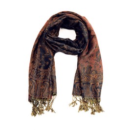 Sakkas 70" x 28" Double Layer Jacquard Paisley Viscose Pashmina Scarf/Stole - (20+ Rich Colours), sapphire