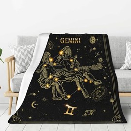 Gemini Zodiac Blanket 60"X50" - Moon Constellation Throw for Women, Astrology Decor, Witchy Birthday Gift, Gothic Soft Blanket