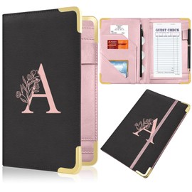 YeeCASE Server Book, Alphabet Waitress Book for Waitress, Leather Waitess Book with Zipper Pocket, Server Manual Checkbook Fits Server Apron (P)