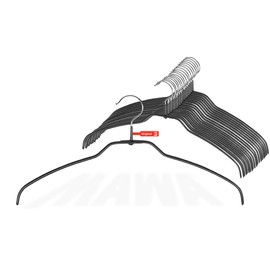 Mawa Reston Lloyd Silhouette Ultra Thin Hangers, Style 42/FT, Pack of 24, Black, 24 Piece
