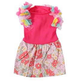 Cute Dog Dress Lightweight Breathable Floral Doggie Princess Dress for Puppy Cats Rosy Red XS