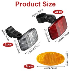 12 Bicycle Reflectors Set, Bicycle Reflectors Front Rear Spoke Reflectors Holder Bicycle Cat Eye Reflectors Rear Reflectors Bicycle for Bicycle Mountain Bike Road Bike Adults Children