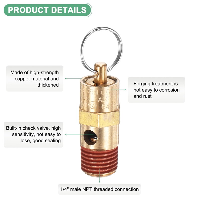 M METERXITY 4-Pack Air Compressor Pressure Release Safety Valve, 1/4"