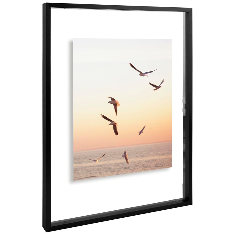 Frametory, 12x16 Floating Picture Frame - Metal Photo Frame -