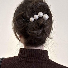 Xduargs Vintage Pearl French Barrette Large Pearl Twist Hair Pins Non-slip Twist Headpiece Headdress Decorative Hair Accessories for Women