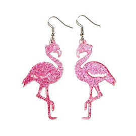 Valentine's Day Glitter Sweet Love Heart Butterfly Flamingo Letter Hot Pink Acrylic Drop Dangle Resin Earrings Birthday Cute Jewelry for Girlfriend Women-4