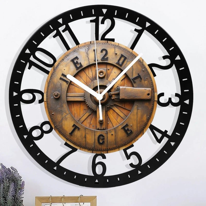 25cm Circular Iron Wall Clock with a Nautical Sextant Designsheet
