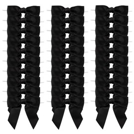 7Rainbows 20pcs Boutique 4.5" Black Satin Ribbon Bows for Craft Sewing Scrapbooking Wedding and Gift Wrapping