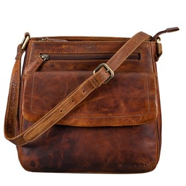 STILORD 'Jodie' Leder Umhängetasche Damen Vintage Handtasche Elegante Ledertasche Crossbody Bag Frauen Schultertasche Tasche Klein Echtleder, Farbe:prestige - braun