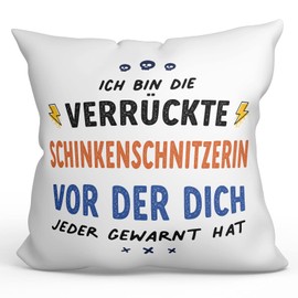 MUGFFINS HAM CARVER woman Cushion Padding included - in German - Dich alle gewarnt haben - Funny gift - Pillow: cover and filling 15.7x15.7 inches