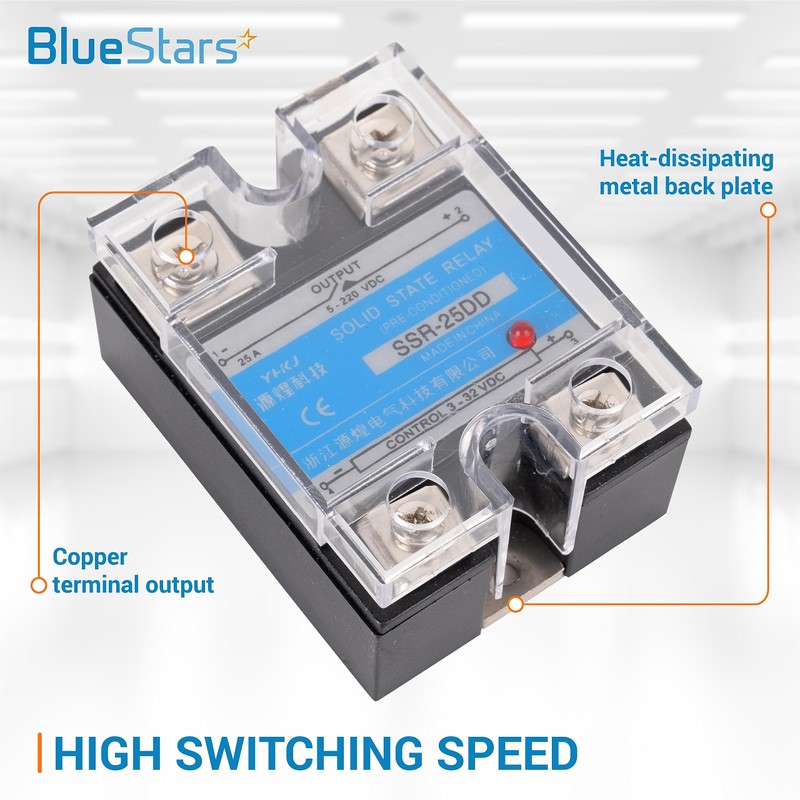 BlueStars 2PCS Solid State Relay SSR-25DD DC to DC Input