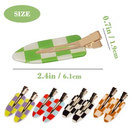 10Pcs Acrylic Resin Flat Styling Clip Chessboard Style Bangs Hair Clips No Crease No Bend Hair Clips Bang Creaseless Duckbill Hair Clips For Women Girls