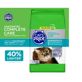 Cat's Pride Premium Lightweight Clumping Litter: Complete Care - Up to 10 Days of Powerful Odor Control - Hypoallergenic - Multi-Cat, Unscented, 18 Pounds