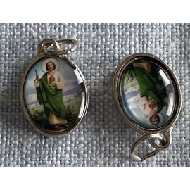 Saint Jude Catholic Medal Pendant Charm | Silver Tone | San Juditas Medalla