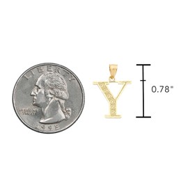 LoveBling 10K Yellow Gold Diamond Cut A to Z Alphabet Initial Letter Charm Necklace Pendant (Small) (Y) (0.78")