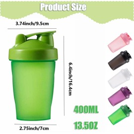 Protein Shaker Bottle - Shaker with Stainless Steel Mixing Ball, BPA - and DEHP-free, Leakproof Flip On Lid - Perfect for Mixing Powdered Supplement Shakes - 400ml (Green)