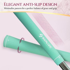 SAPLIZE Women's Exclusive Golf Grips, 13 Pack Soft Rubber Golf Club Grips with Optimized Taper Design, Comfortable & Shock-Absorbing, G30 Candy Series, Midsize, Mint Green, 13 Grips with Tapes