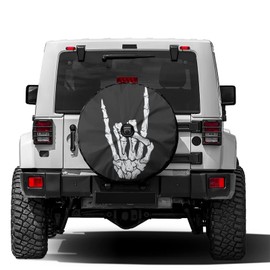 Delerain Spare Tire Cover with Backup Camera Hole Skeleton Hand Skull Wheel Covers Waterproof Dust-Proof UV Sun Universal Fit for Jeep Trailer RV SUV Truck (17 Inch for Diameter 31"-33")