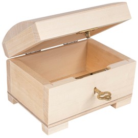 Creative Deco Small Wooden Lockable Jewellery Box | 10.6 x 7.5 x 7.5 cm | Storage Box with Lid, Lock & Key | Plain, Unpainted & Unfinished | Easter Gift Craft Keepsake Trinket Treasure Gift Chest