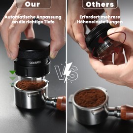 ceelatti Espresso Distributor 58 mm, Gravity Espresso Leveler for 58 mm Coffee Portafilter, Coffee Distributor for Barista, 304 Stainless Steel Base, 4-Blade Base, Black