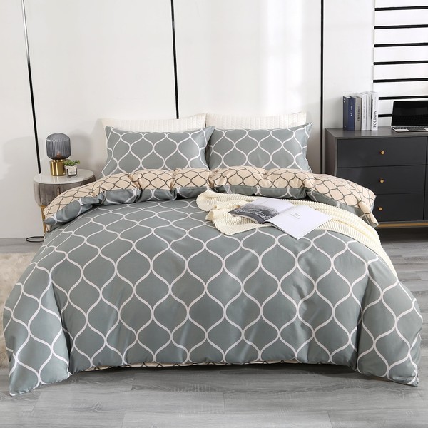 Moosfor Double Duvet Cover Set, Soft Microfiber Bed Cover and