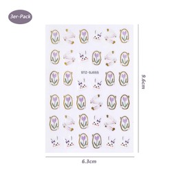 CALLYSONIC Nail Stickers, Nail Design, Nail Design Accessories, Nail Stickers, Nail Stickers, Nail Design, Nail Decoration, Nail Art, 3 Sheets, Purple Tulip Stickers
