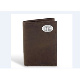 Texas A&M Leather Crazy Horse Brown Trifold Wallet