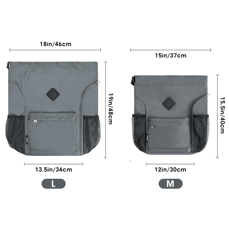 WANDF Drawstring Backpack Sports Gym Bag with Shoes Compartment, Water-Resistant