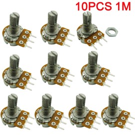 Ferwooh 10PCS B1M 1M Ohm Adjustment Single Linear Rotary Taper Potentiometer Shaft 15mm