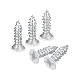 sourcing map 100pcs ST3.5x15mm White Flat Head Phillips Self-Tapping Screws for Woodworking