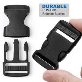 Amentalove 10 Meters Nylon Webbing Strap 32mm, Backpack Chest Strap with 15 Tri-Glide Slides Clip,15 Flat Side Release Buckles and 1 Scissor, Heavy Webbing Strap for DIY Bags Backpack Cargo Strapping