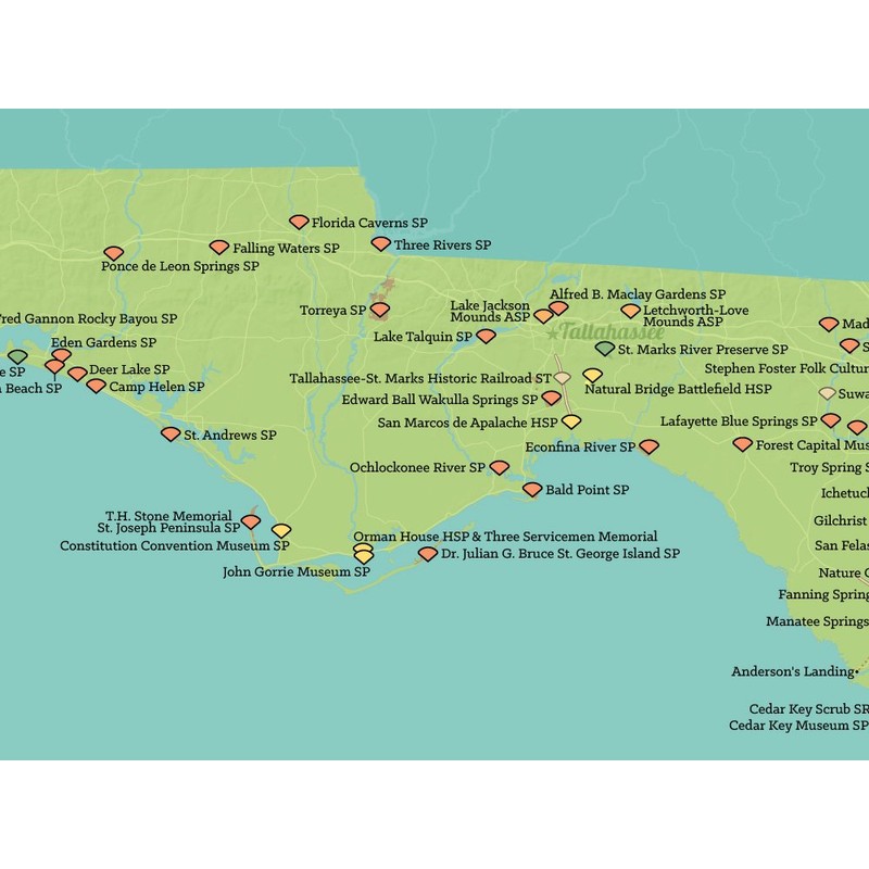 Best Maps Ever Florida State Parks Checklist Map 18x24 Poster