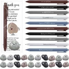 Dunzoom 40 Sets You Rock Motivational Employee Appreciation Gifts Funny Inspirational Ballpoint Pens Thank You Cards Smile Rock Resin Stone Inspirational Funny Pens for Coworker Staff Team Volunteer