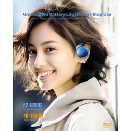 Open Ear Headphones Bluetooth 5.4, Sport On Ear Headphones Wireless, Water-Drop Shaped Noise Cancelling Clip On Headset Bluetooth with Long Battery Life, Comfort Fit 4 Microphones Earphones