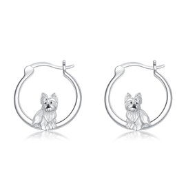 Dorunmo Yorkie Earrings 925 Sterling Silver Cute Yorkie Dog Hoop Earrings Hypoallergenic Animal Jewelry Gifts for Women Dog Lovers