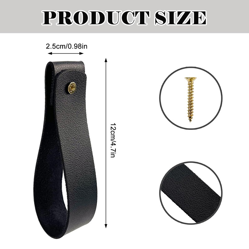 10 Pcs Black Leather Wall Hooks, Leather Curtain Rod Bracket,