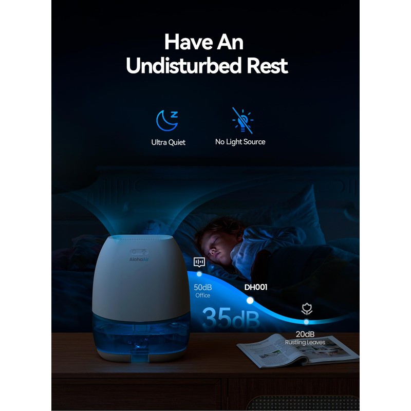 AlohaAir Dehumidifiers for Home, 34 oz Small Dehumidifier for Room,