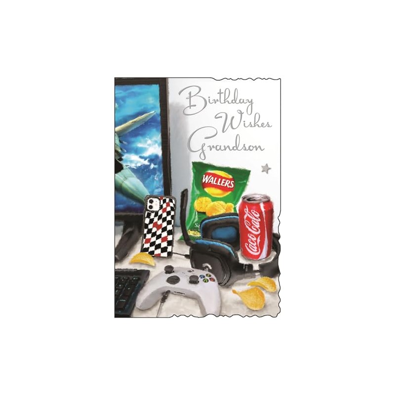 Grandson Birthday Card - Gaming Design - Special Finishes and