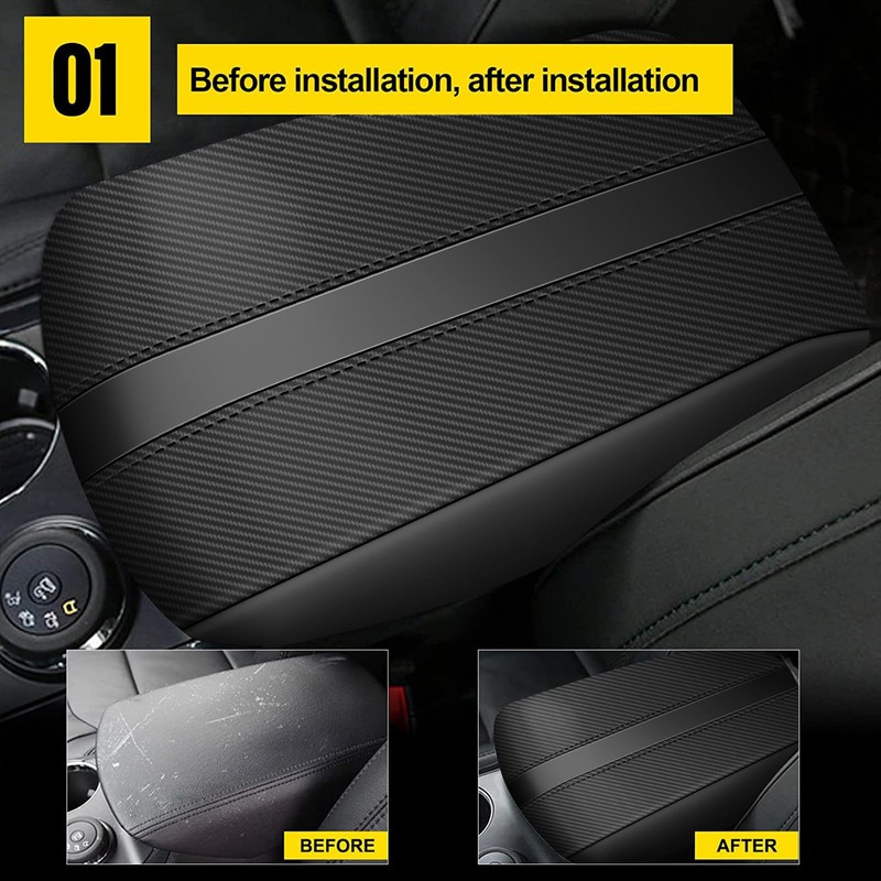 AOMSAZTO Carbon Fiber Armrest for 2011-2019 Ford Explorer Black