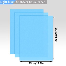 60 Sheets of Light Blue Tissue Paper, 35 x 50 cm Gift Wrapping Tissue Paper for Christmas Gift Wrapping Art Crafts DIY Birthday Wedding Baby Shower Gift Wrap